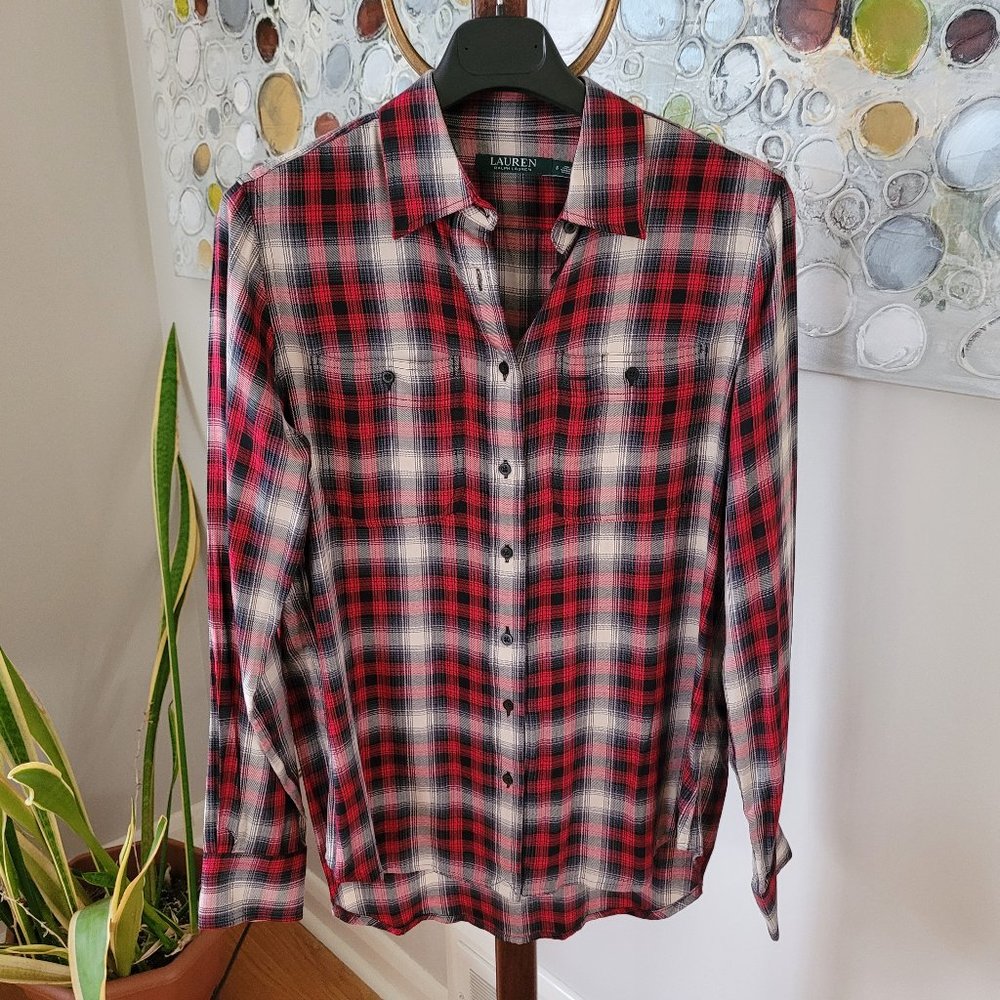 SOLD - Ralph Lauren Red Plaid Blouse US S